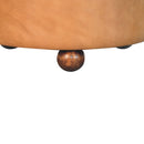 Brown Buffalo hide leather Round Ottoman Artisan