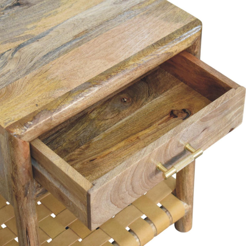 Regency Woven Oak-ish Nightstand with Drawer Artisan
