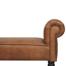 Brown Buffalo Leather Rolled Arms Bench Artisan