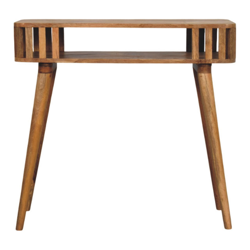 Slatted Oak-ish Console Table Artisan
