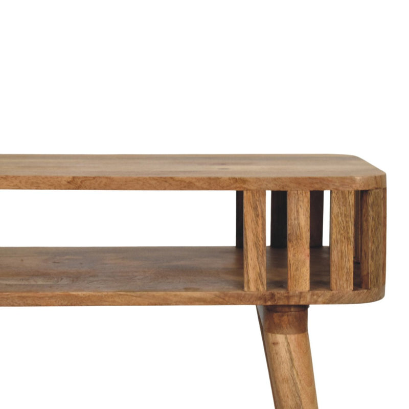 Slatted Oak-ish Console Table Artisan