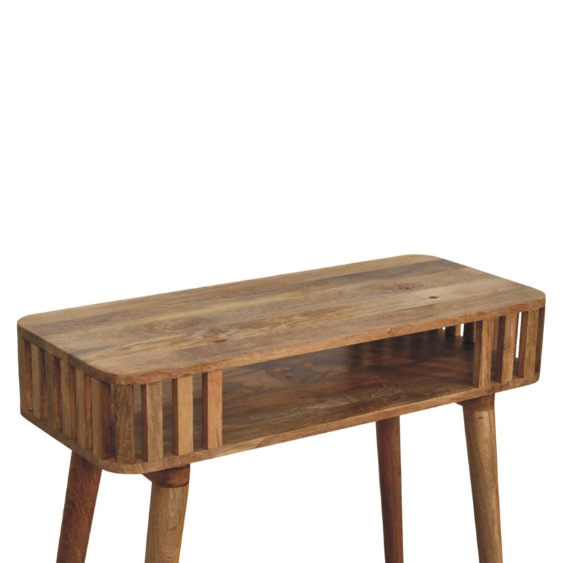 Slatted Oak-ish Console Table Artisan
