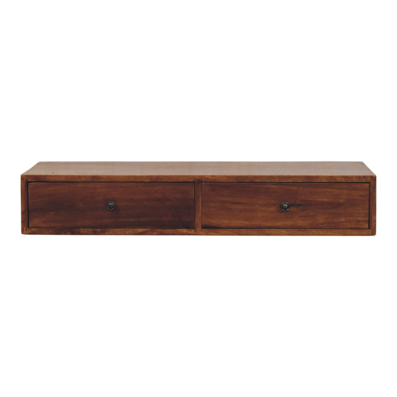 Lunar 2 Drawer Chestnut Wall Mounted Console Table Artisan