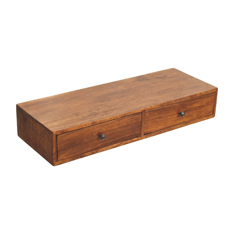Lunar 2 Drawer Chestnut Wall Mounted Console Table Artisan