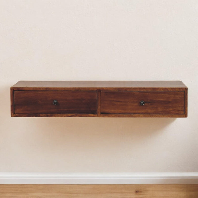 Lunar 2 Drawer Chestnut Wall Mounted Console Table Artisan