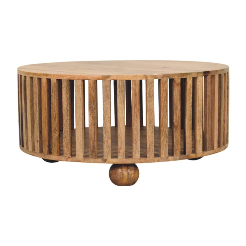 Slatted Round Oak-ish Coffee Table Artisan