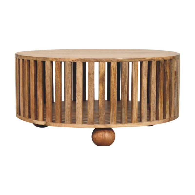 Slatted Round Oak-ish Coffee Table Artisan