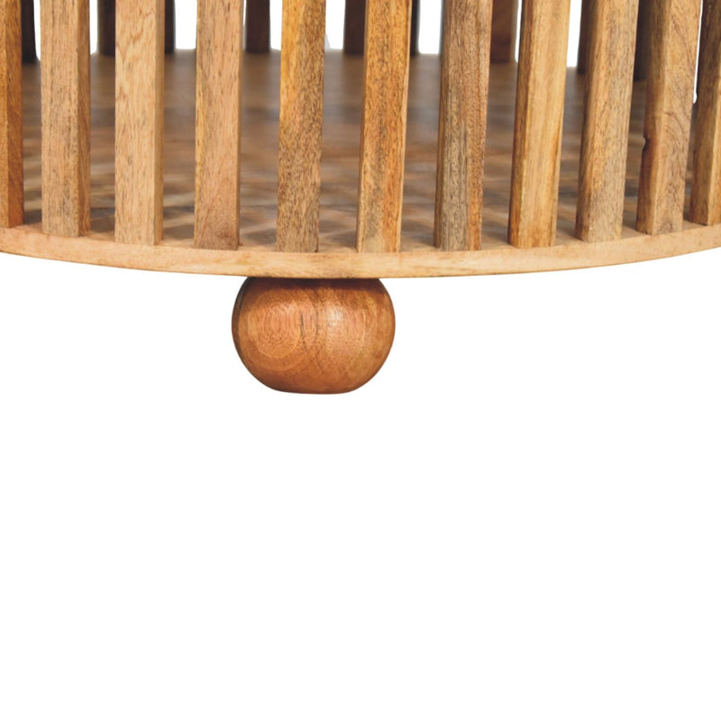 Slatted Round Oak-ish Coffee Table Artisan