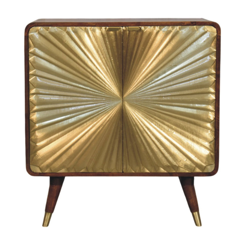 Avora Brass Embossed 2 Door Chestnut Cabinet