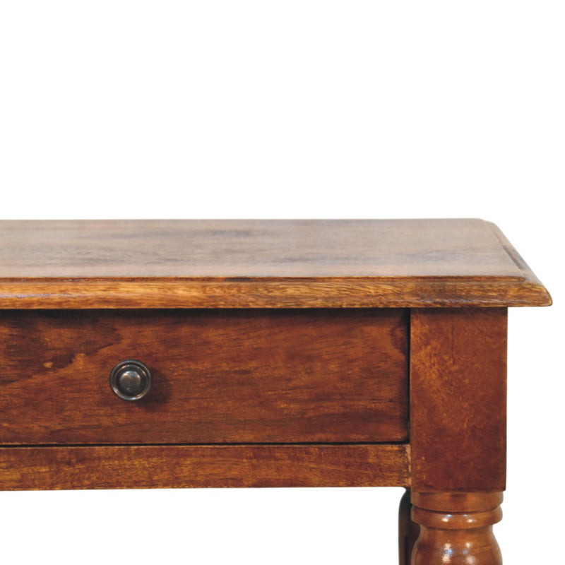 Turned Legs Chestnut 1 Drawer Side Table Artisan