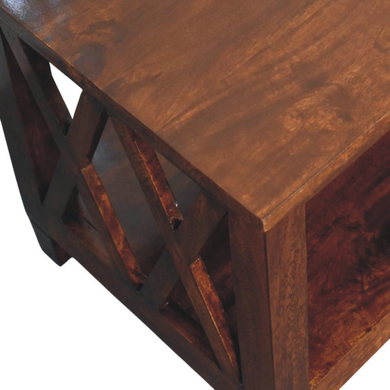 Belmont X-Frame Chestnut Coffee Table Artisan