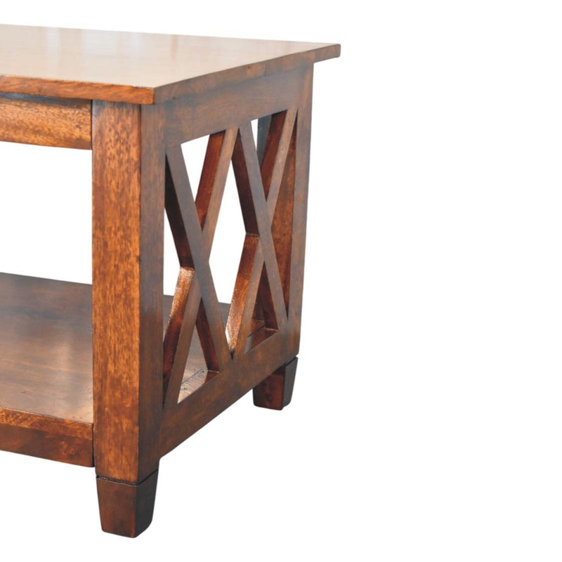 Belmont X-Frame Chestnut Coffee Table Artisan