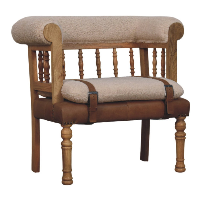 Strapped Hallway Boucle Bench Artisan