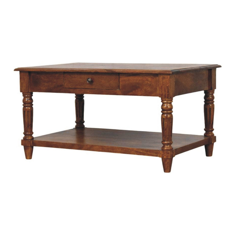 Turned Legs Chestnut 2 Drawer Coffee Table Artisan