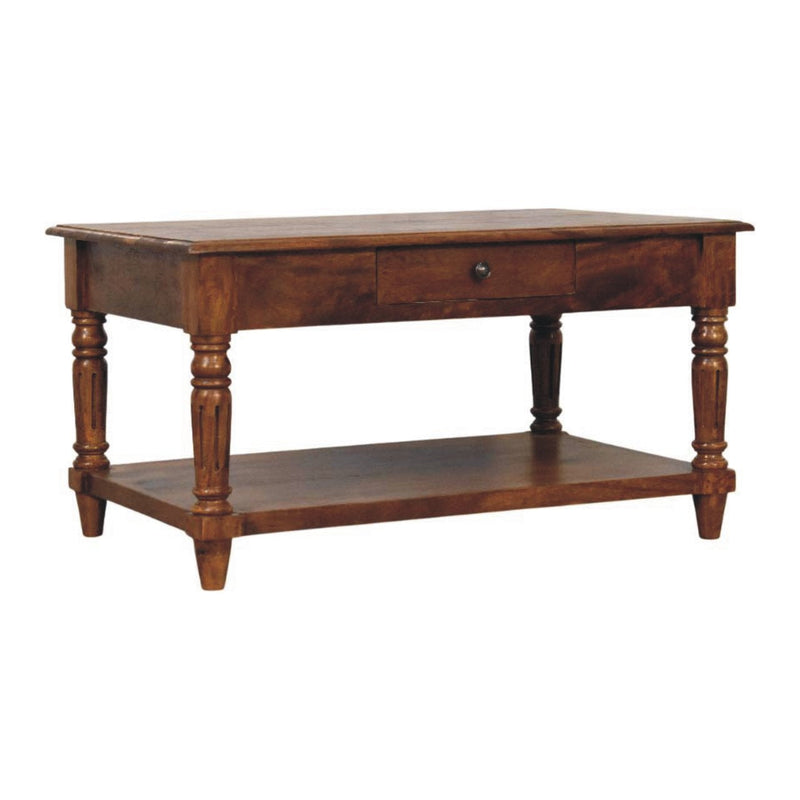 Turned Legs Chestnut 2 Drawer Coffee Table Artisan