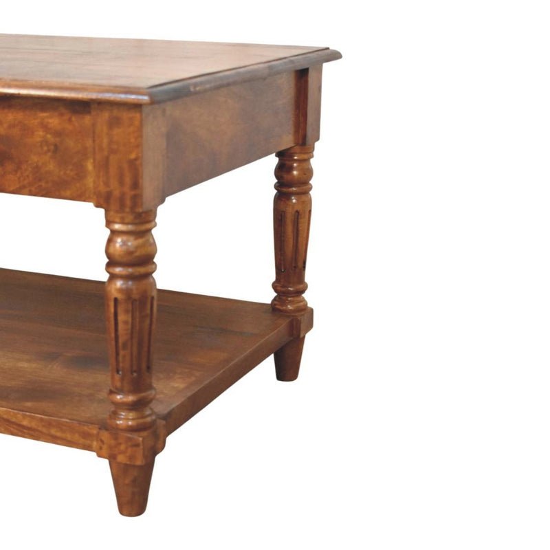 Turned Legs Chestnut 2 Drawer Coffee Table Artisan
