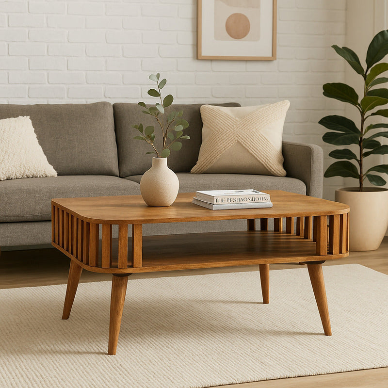 Slatted Oak-ish Coffee Table Artisan
