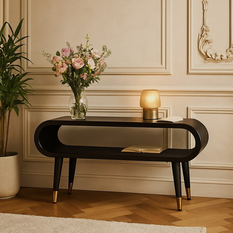 Curved Edge Media with Brass Accents Artisan