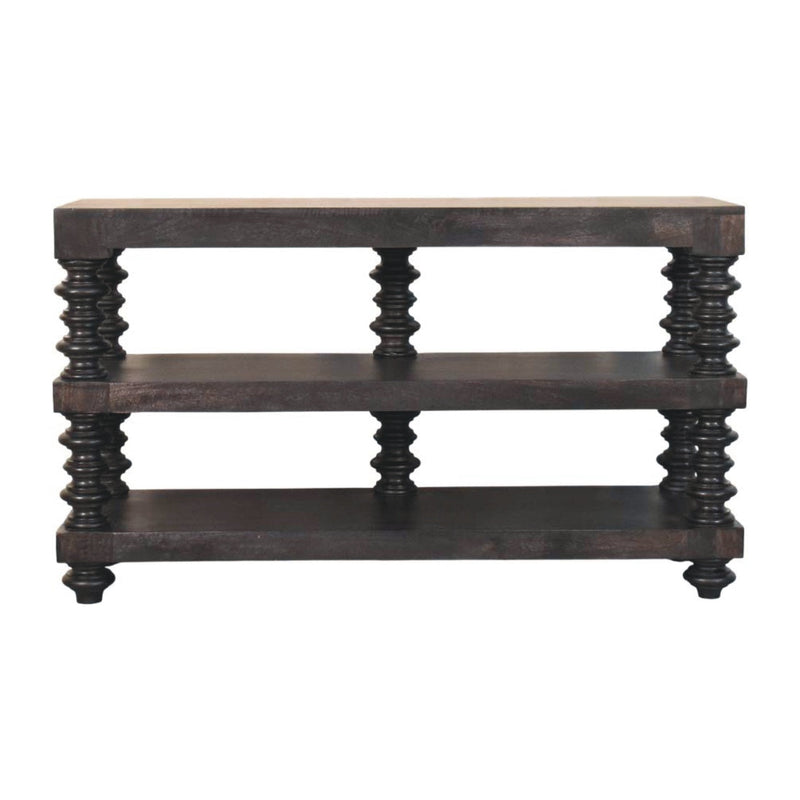 Spindle Shelf Console Table in Carbon Ash Artisan