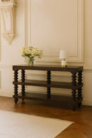 Spindle Shelf Console Table in Carbon Ash Artisan