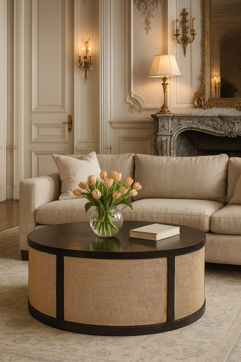 Monaco Round Rattan Centerpiece Coffee Table Artisan