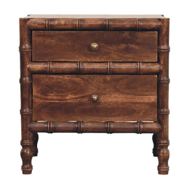 Bamboo Frame Nightstand in Roasted Almond Artisan
