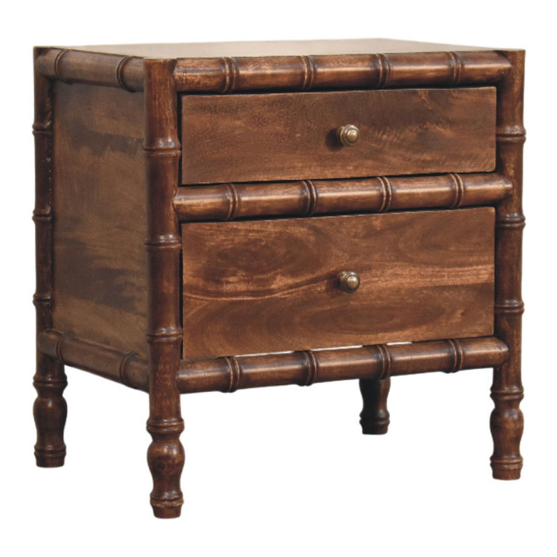 Bamboo Frame Nightstand in Roasted Almond Artisan
