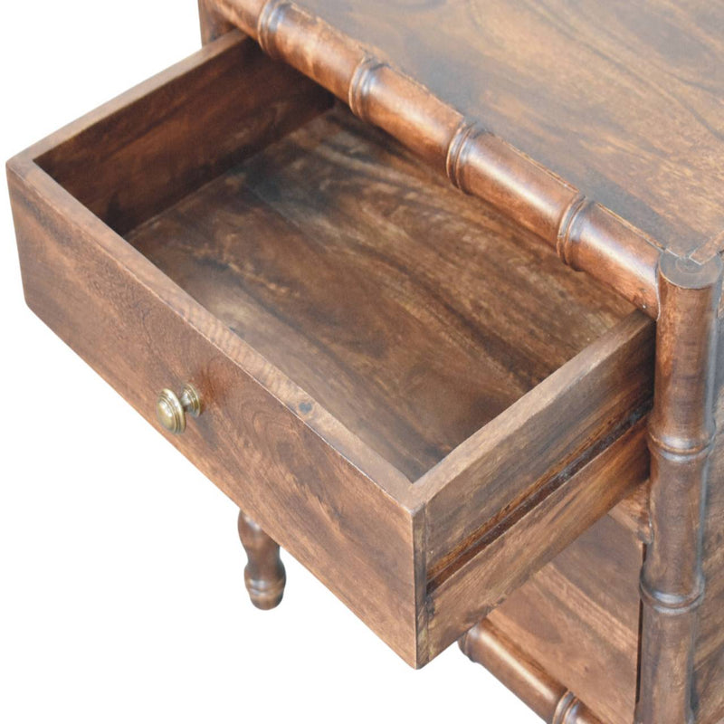 Bamboo Frame Nightstand in Roasted Almond Artisan