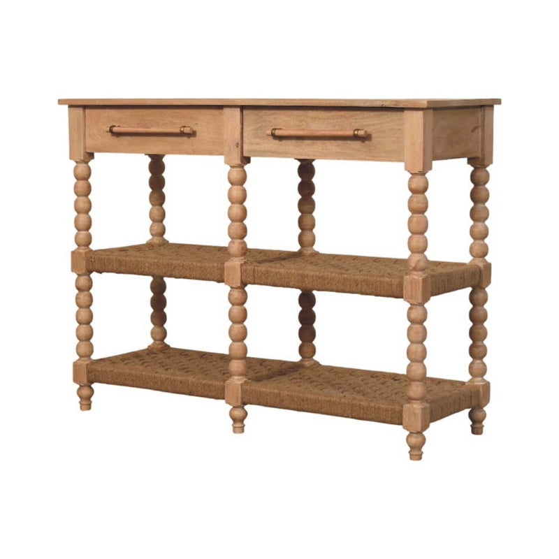 Savoy Bobbin Console Table with Jute Shelves Artisan