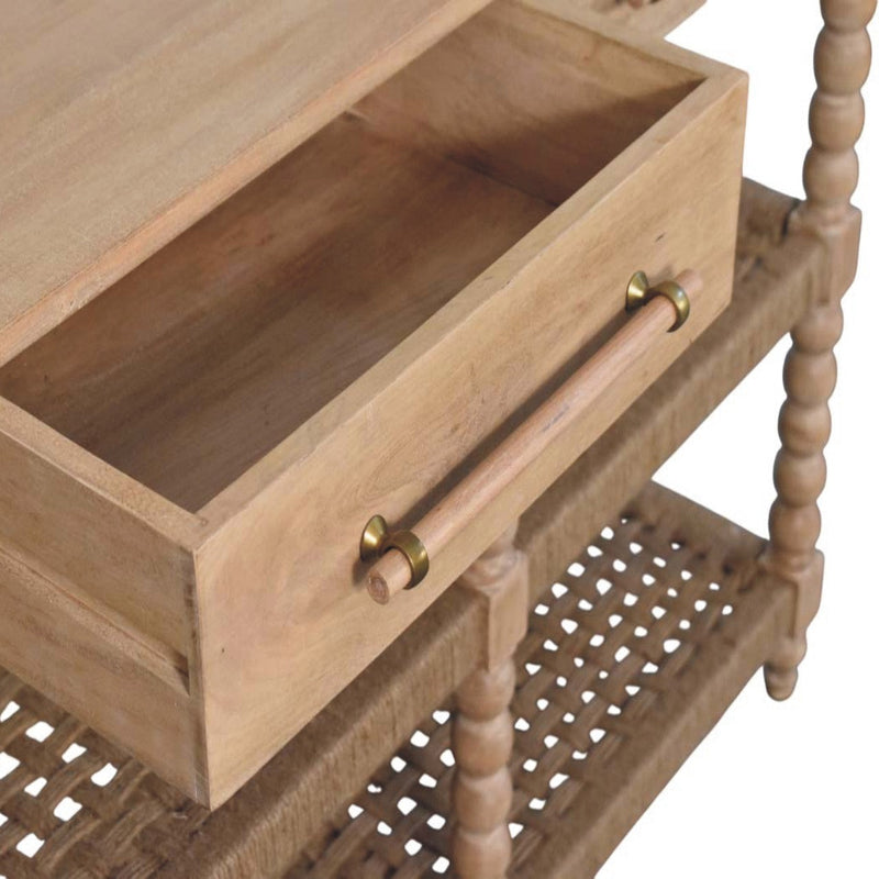 Savoy Bobbin Console Table with Jute Shelves Artisan