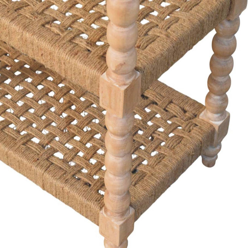 Savoy Bobbin Console Table with Jute Shelves Artisan