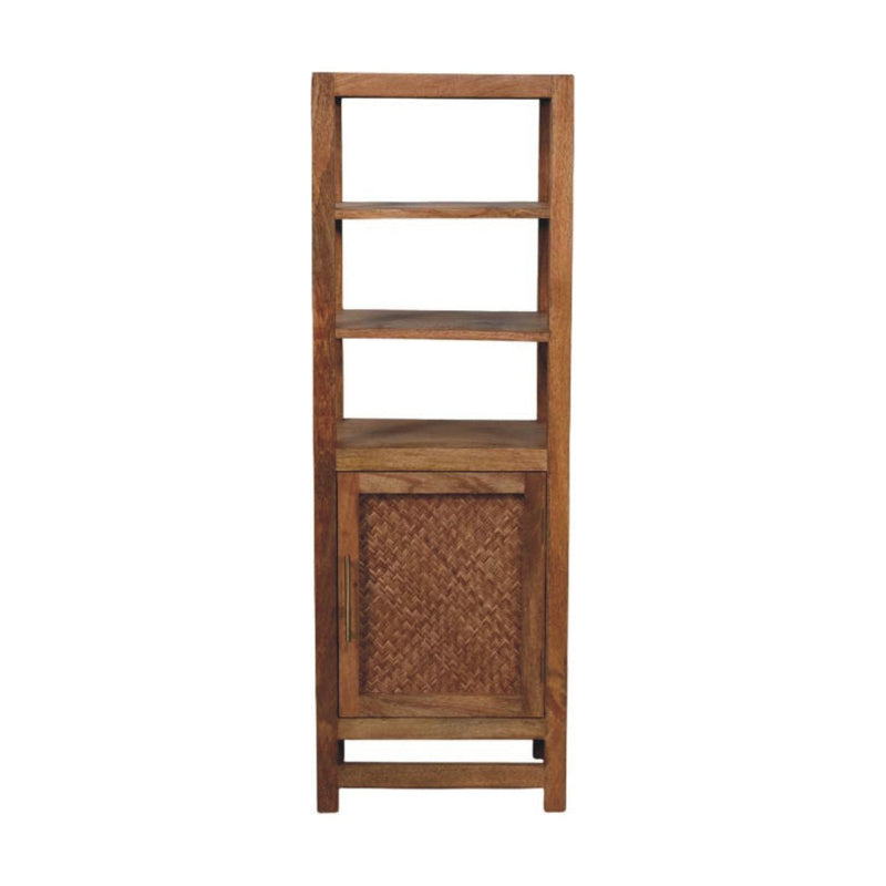 Solid Wood Open Shelf Unit with Cabinet Artisan