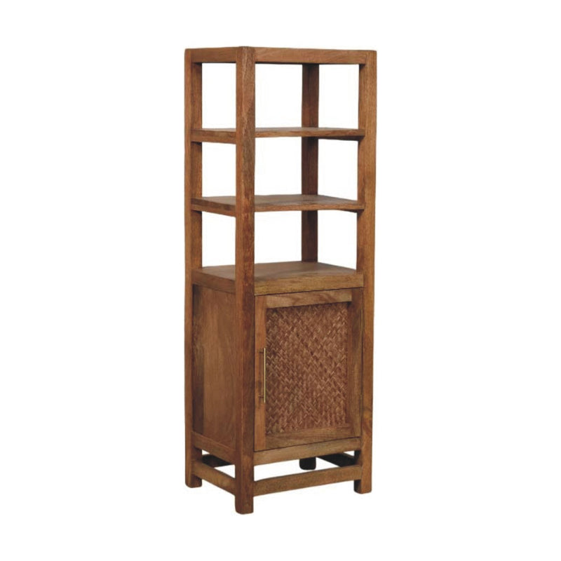 Solid Wood Open Shelf Unit with Cabinet Artisan