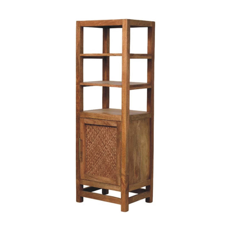 Solid Wood Open Shelf Unit with Cabinet Artisan