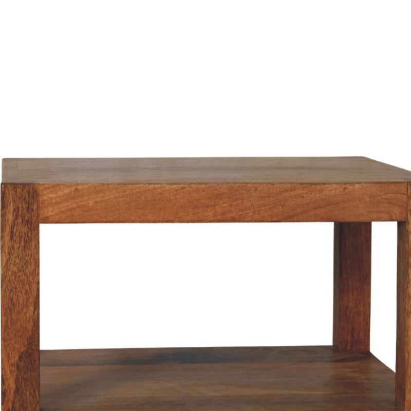 Solid Wood Open Shelf Unit with Cabinet Artisan