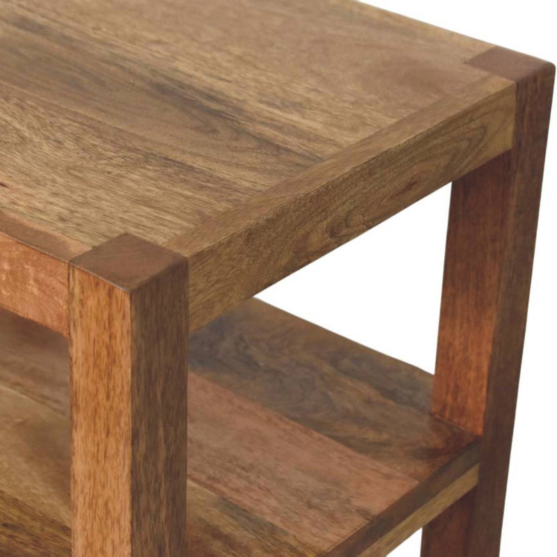 Solid Wood Open Shelf Unit with Cabinet Artisan