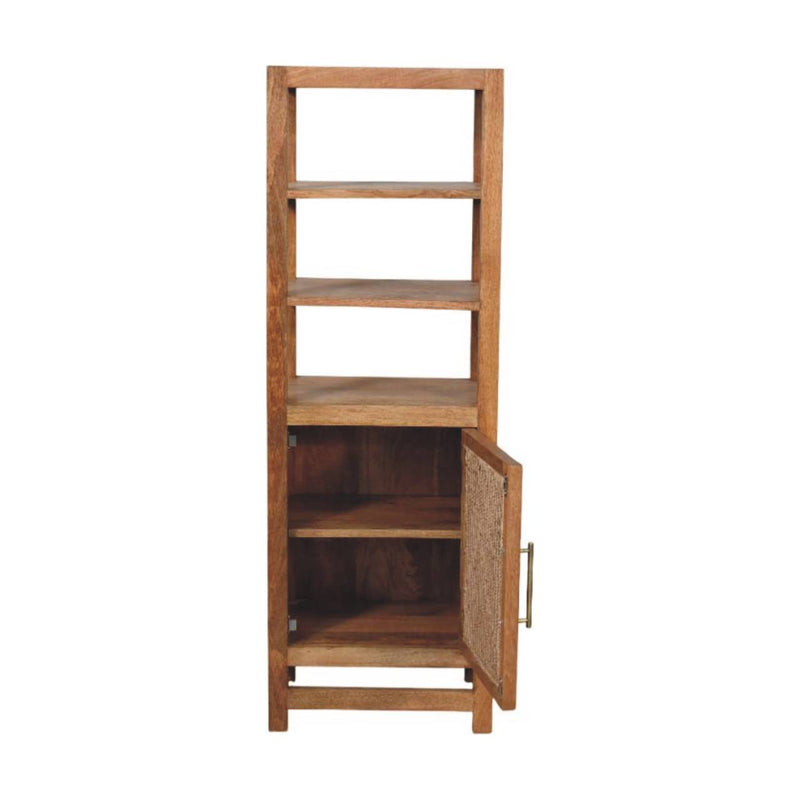 Solid Wood Open Shelf Unit with Cabinet Artisan