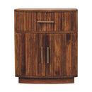 Solid Wood Curved Ribbed Bedside Nightstand with Drawer Artisan