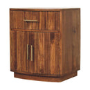 Solid Wood Curved Ribbed Bedside Nightstand with Drawer Artisan