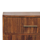 Solid Wood Curved Ribbed Bedside Nightstand with Drawer Artisan