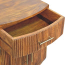 Solid Wood Curved Ribbed Bedside Nightstand with Drawer Artisan
