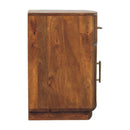 Solid Wood Curved Ribbed Bedside Nightstand with Drawer Artisan