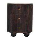 Curved Fluted 3-Drawer Bedside Nightstand Artisan