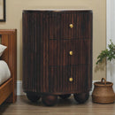 Curved Fluted 3-Drawer Bedside Nightstand Artisan