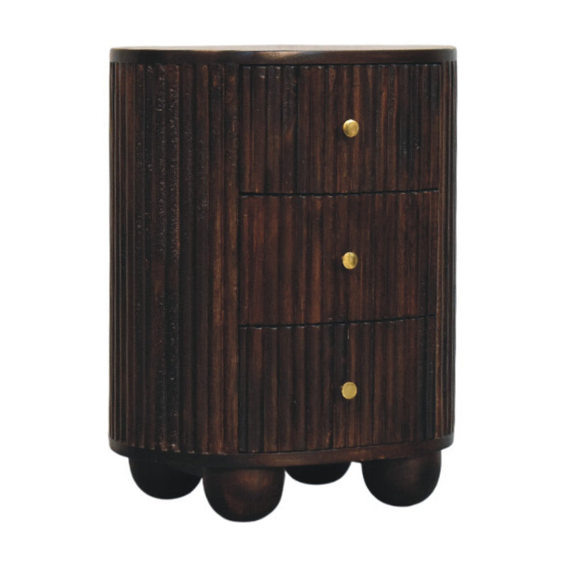 Curved Fluted 3-Drawer Bedside Nightstand Artisan