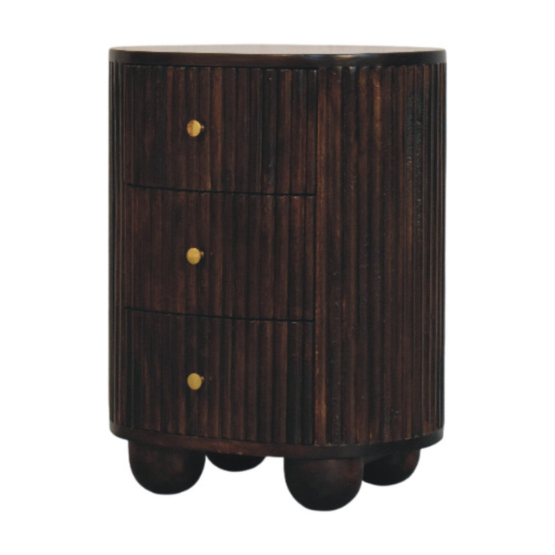 Curved Fluted 3-Drawer Bedside Nightstand Artisan