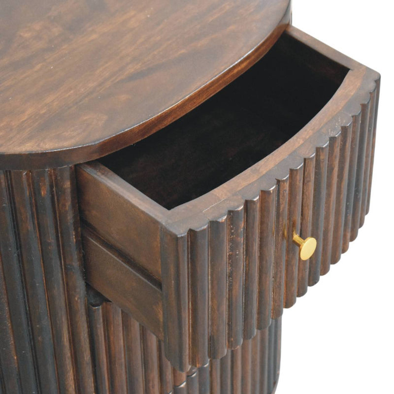 Curved Fluted 3-Drawer Bedside Nightstand Artisan