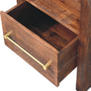 Tiger Oak Open Bedside Nightstand with Brass Handle Artisan