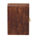 Tiger Oak Open Bedside Nightstand with Brass Handle Artisan