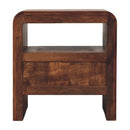 Tiger Oak Open Bedside Nightstand with Brass Handle Artisan
